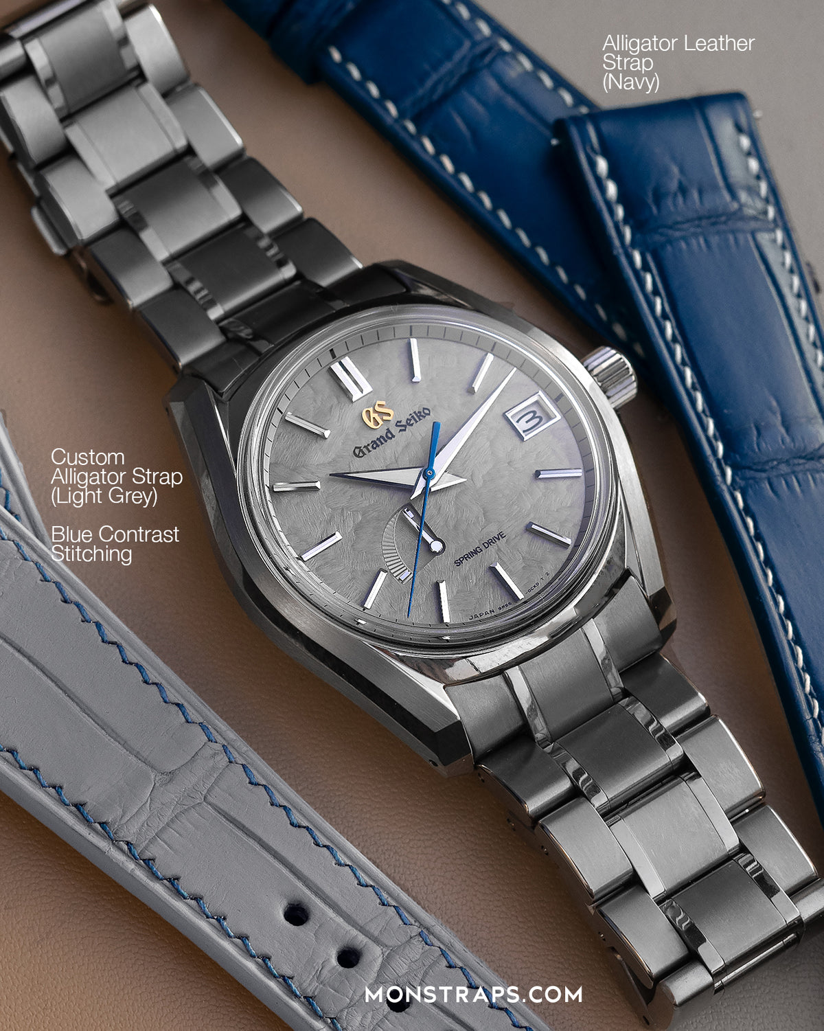 Alligator Leather Strap (Light Grey, Matte)