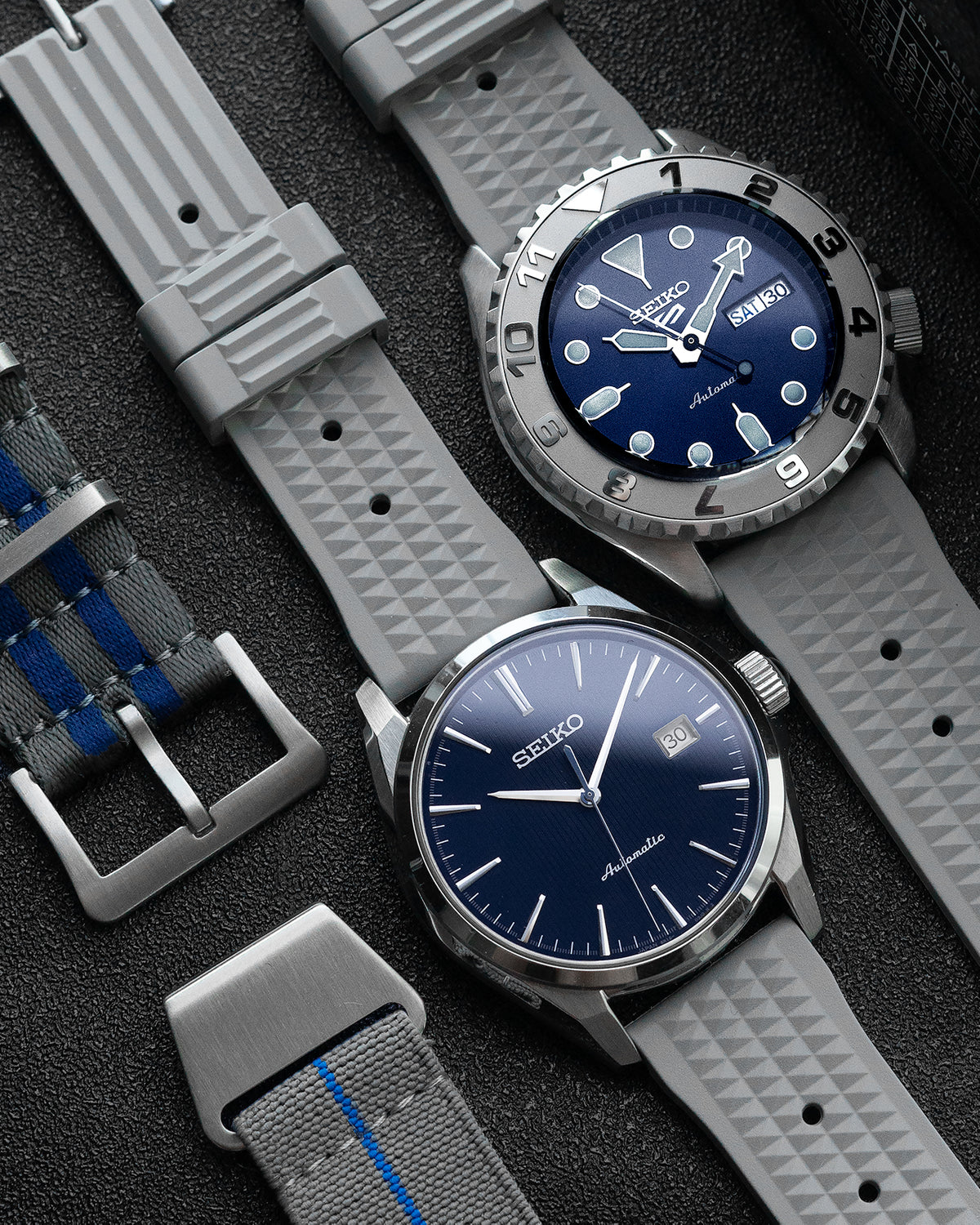 FKM RUBBER - WAFFLE STRAP (GREY, VINTAGE STYLE)