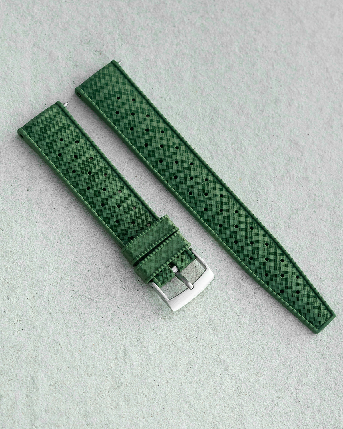 FKM RUBBER - &quot;TROPICAL&quot; VINTAGE STYLE STRAP (GREEN)