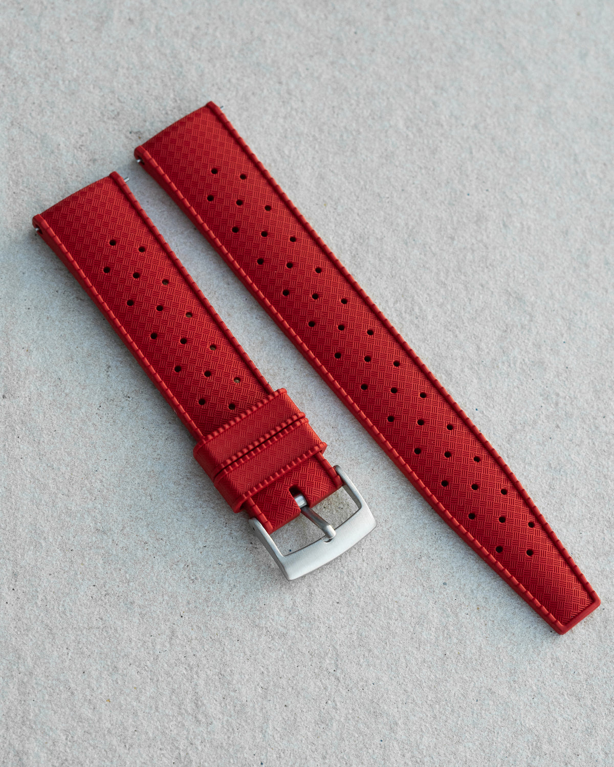 FKM RUBBER - &quot;TROPICAL&quot; VINTAGE STYLE STRAP (RED)