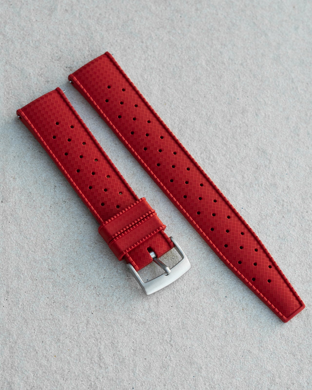 FKM RUBBER - "TROPICAL" VINTAGE STYLE STRAP (RED)