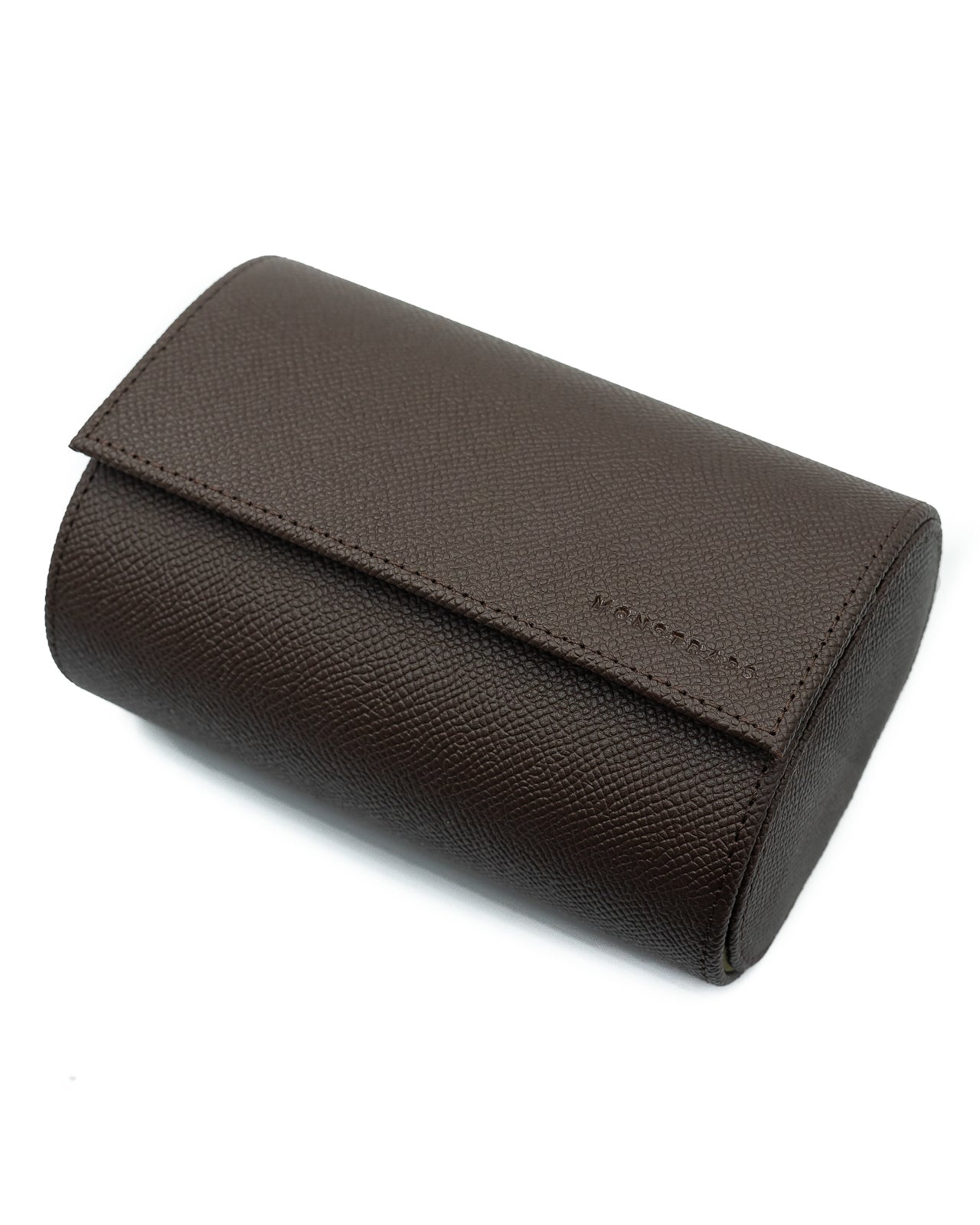 Epsom Leather Two Watch Roll (Dark Brown) - Monstraps