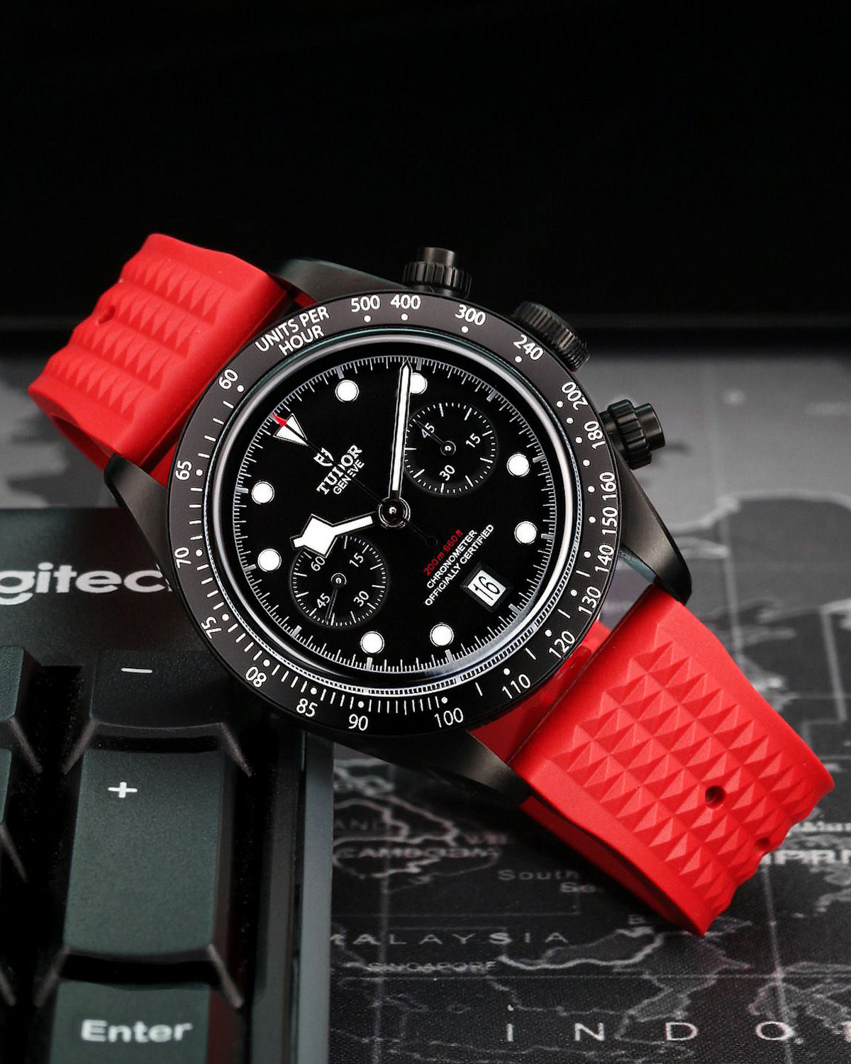 FKM RUBBER- WAFFLE STRAP (RED, VINTAGE STYLE)