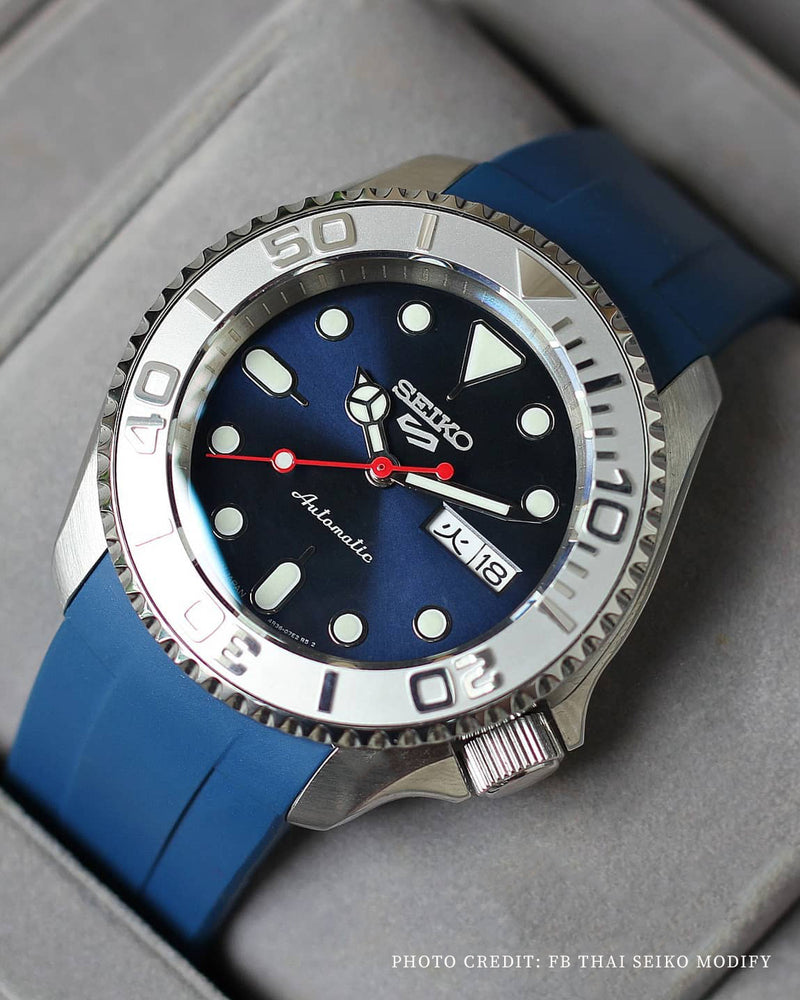 FKM RUBBER (CLASSIC) - FOR SEIKO SKX / SRPD / SSK - (BLUE, STEEL HARDW ...