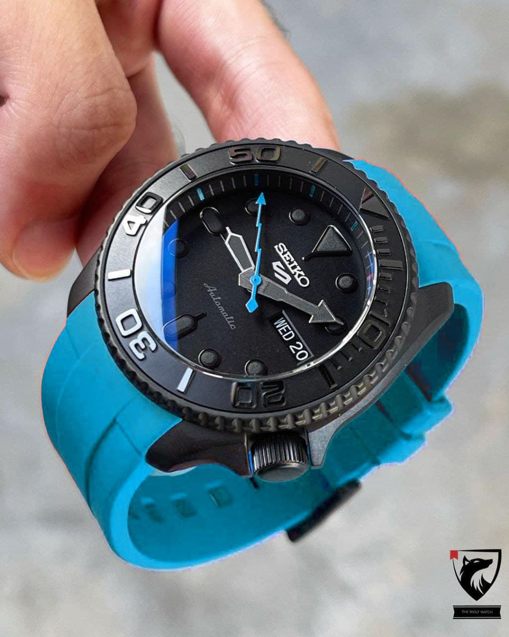 FKM RUBBER (CLASSIC) - FOR SEIKO SKX / SRPD / SSK (SKY BLUE, STEEL HARDWARE)